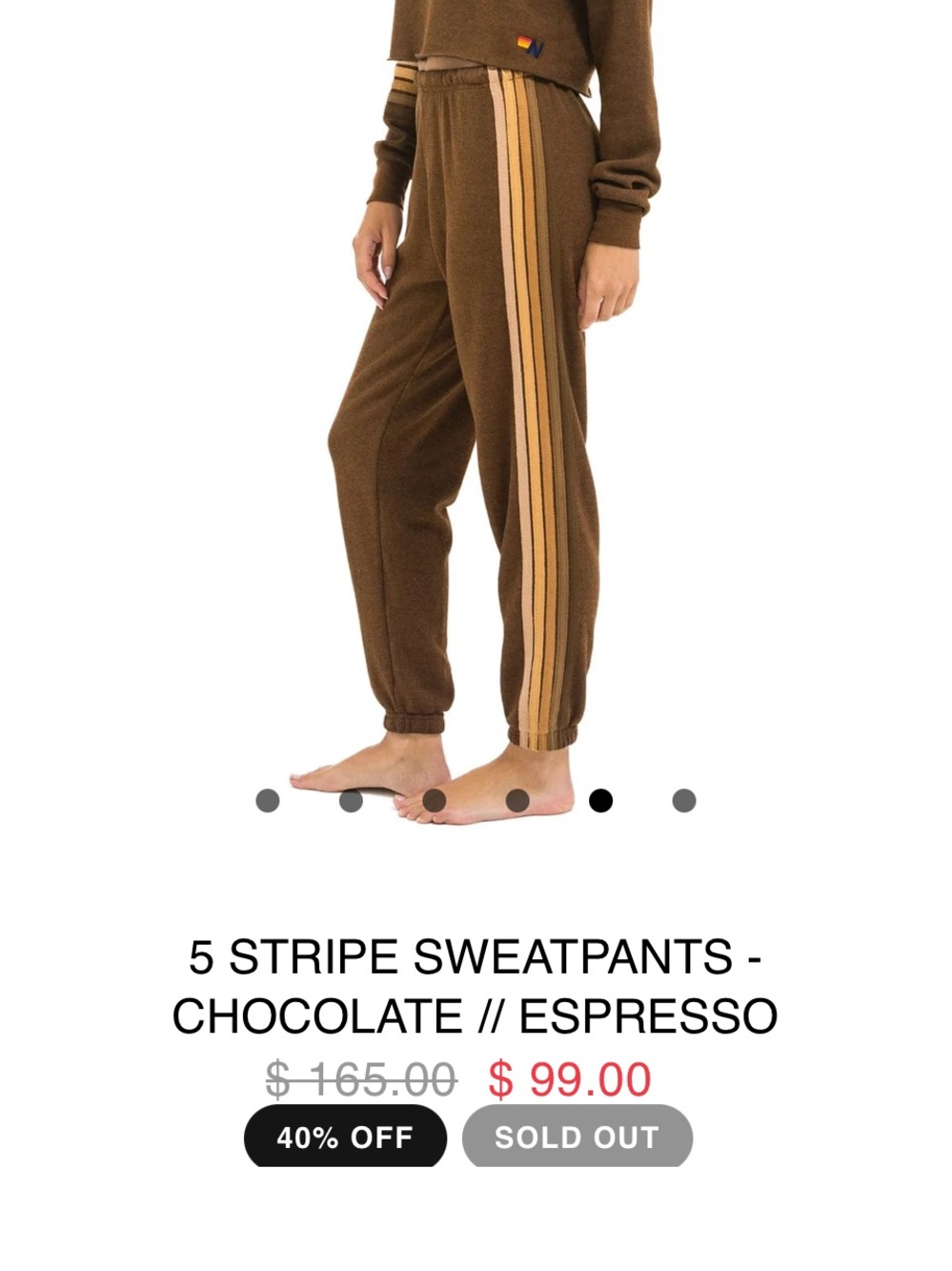 EUC Aviator Nation Women’s XS Chocolate Jogger Sweatpants with Side Stripe